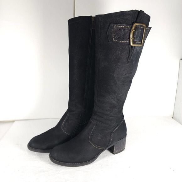 Paul Green Women’s Kendra US8 UK5,5 Knee High Buckle Leather Black Riding Boots - Picture 1 of 12